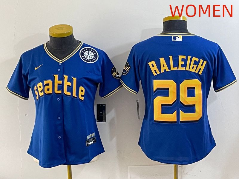 Women 2025 Seattle Mariners 29 Raleigh Blue City Edition Nike MLB Jersey style 8